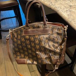 Dooney and Burke zip top bag with cross body strap